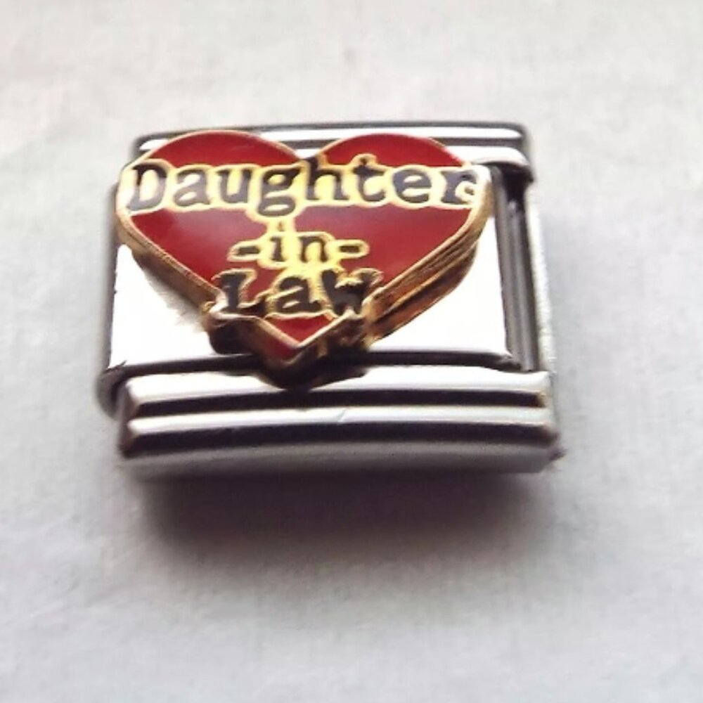 Red heart Daughter-in-Law 9mm stainless steel Italian charm bracelet link new